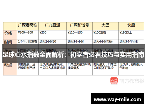 足球心水指数全面解析：初学者必看技巧与实用指南